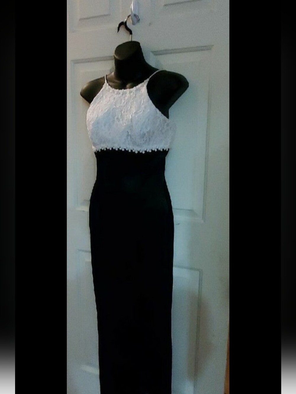 Jump Black Gown with White Lace Halter Top